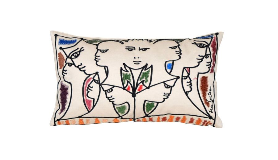 Прямоугольная подушка Roche Bobois Petit Visage Jean Cocteau