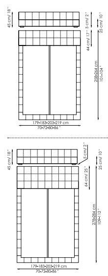 Двуспальная кровать с широким изголовьем Bonaldo Squaring isola alto