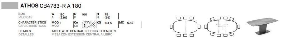 Стол-трансформер Connubia Athos CB4783-R A 180