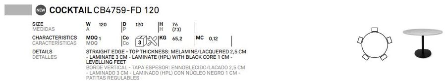 Столик для кафе Connubia Coctail CB4759-FD 120