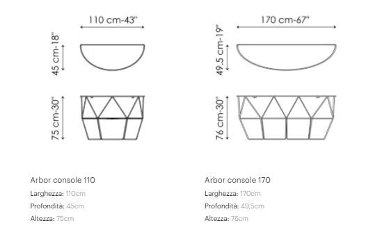 Приставная полукруглая консоль Bonaldo Arbor Console