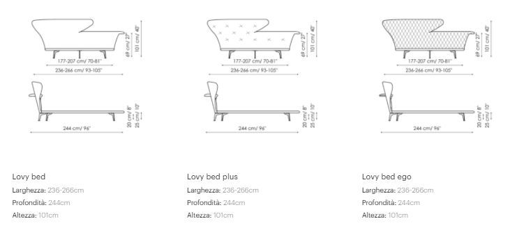 Дизайнерская кровать Bonaldo Lovy bed, Lovy bed plus, Lovy bed ego
