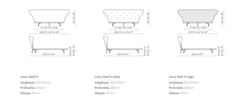 Кровать с высоким изголовьем Bonaldo Lovy bed hi, Lovy bed hi plus, Lovy bed hi ego