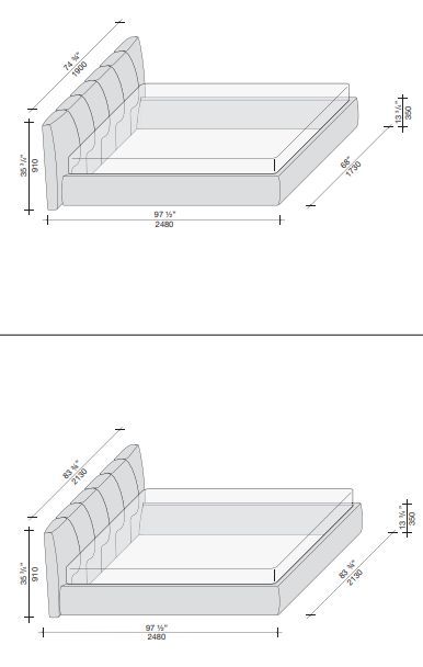 Кровать с мягким изголовьем LEMA Warp