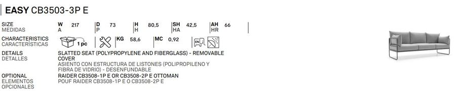 Уличный диван Connubia Easy CB3503-2P E, CB3503-3P E