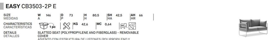 Уличный диван Connubia Easy CB3503-2P E, CB3503-3P E