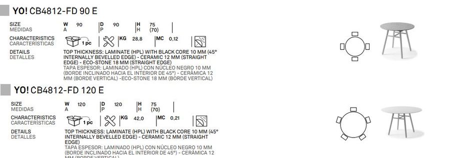 Современный стол Connubia Yo! CB4812-FD 90 E, CB4812-FD 120 E