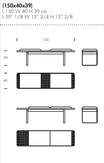 Современная скамья Tonin Casa Ginger T8235S