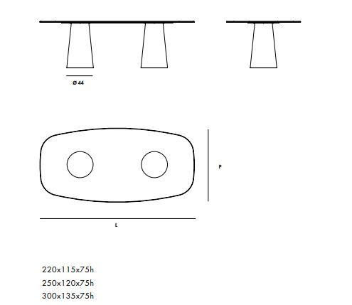 Обеденный стол Sovet Italia Totem shaped two bases