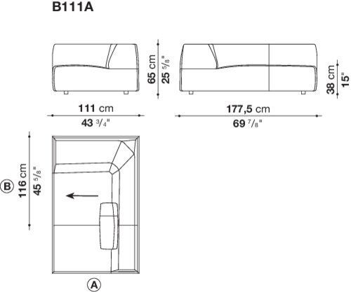 Современный диван B&B Bend-Sofa