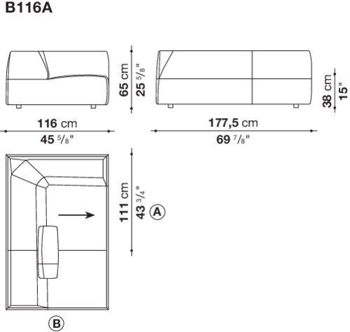 Современный диван B&B Bend-Sofa