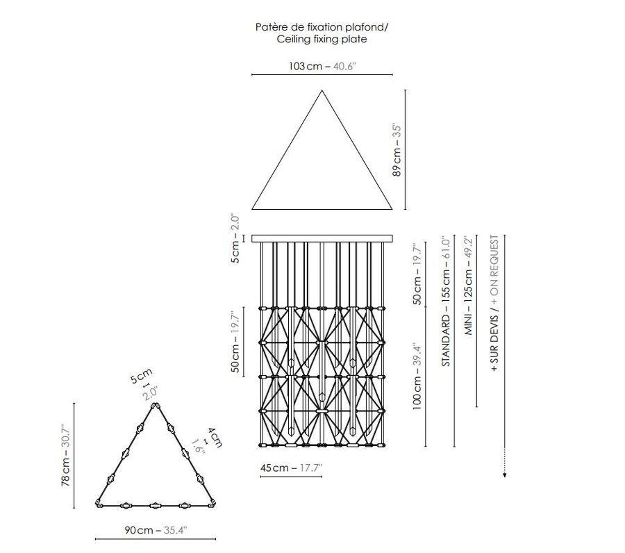 Современная люстра Designheure Lustre Trio 2x2 Mozaik