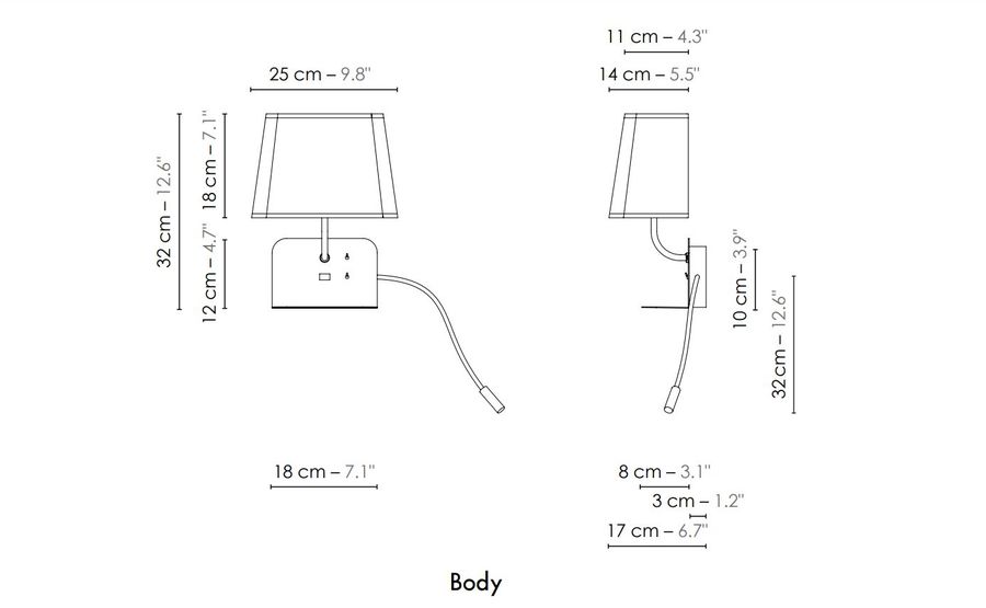 Удобный светильник для стены Designheure Applique Fixe USB Liseuse LED Droite Escale