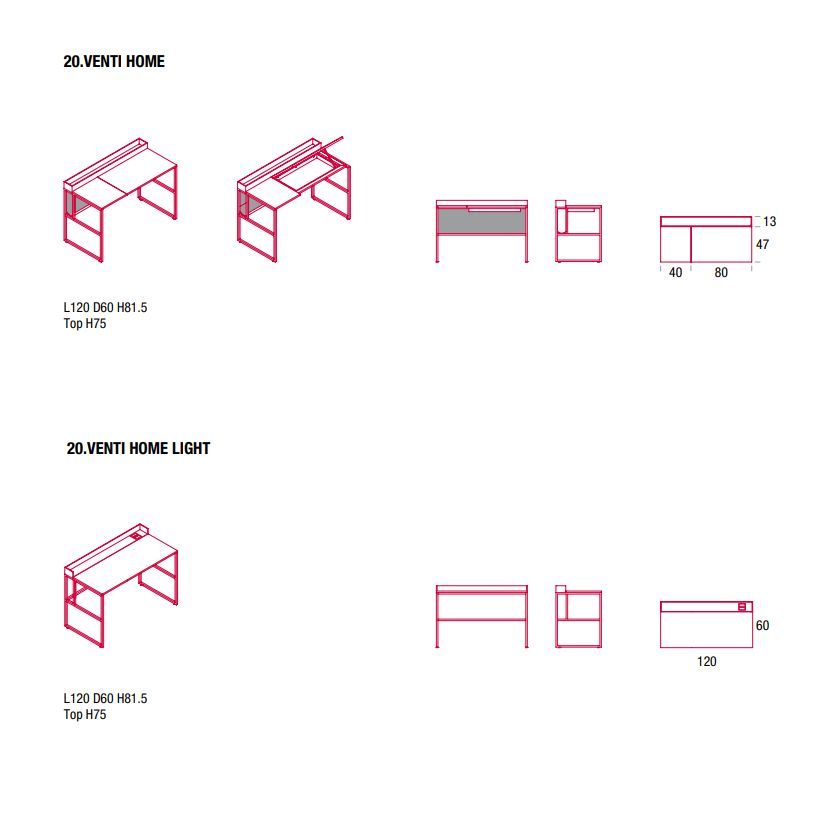 Рабочий стол Mdf Italia 20.Venti Home and Home Light