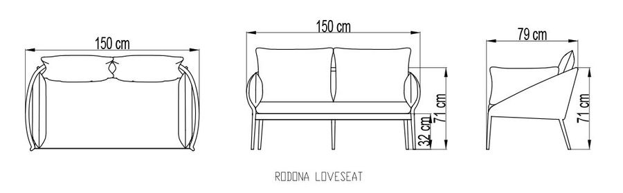 Двухместный диван Skyline Design Rodona