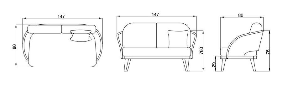 Небольшой диван Skyline Design Krabi Loveseat