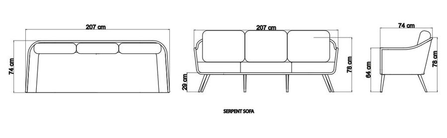 Трехместный диван Skyline Design Serpent Sofa