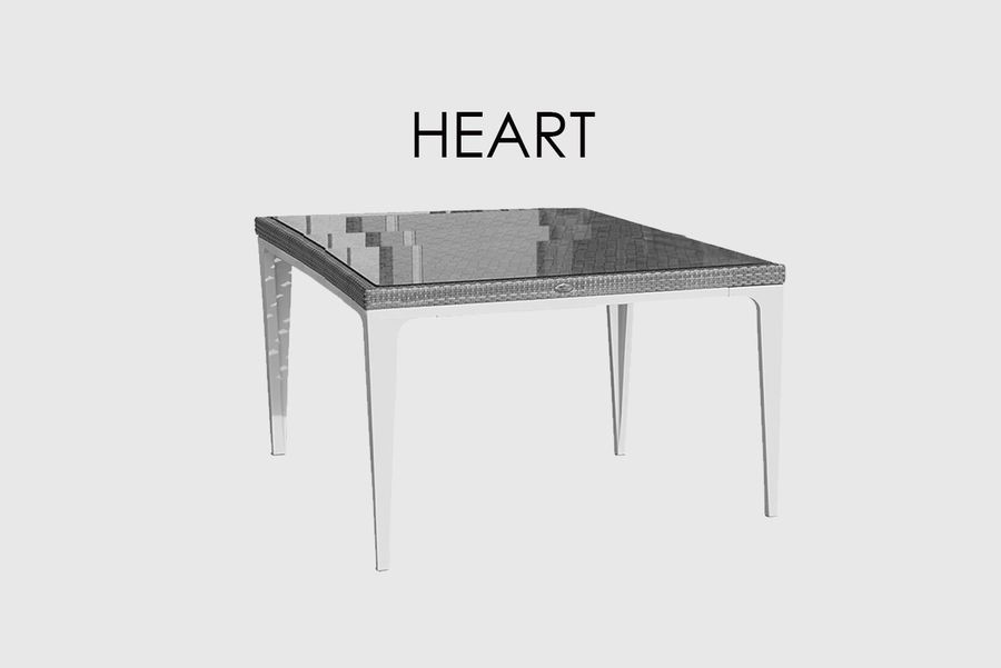 Стеклянный стол Skyline Design Heart Dining Table Square