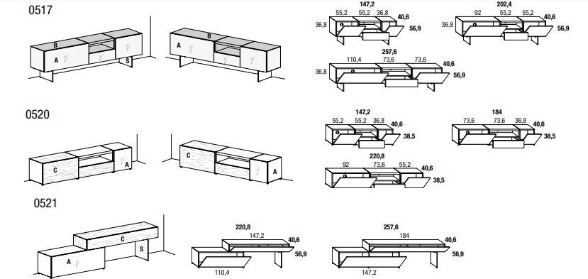 Модульная тумба для ТВ Lago 36e8 Tv Unit