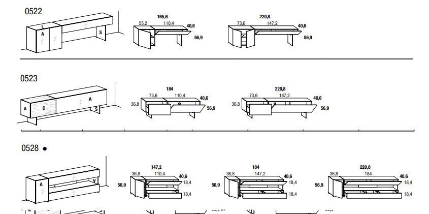 Модульная тумба для ТВ Lago 36e8 Tv Unit