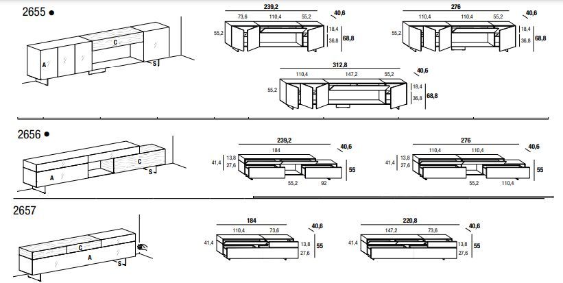 Модульная тумба для ТВ Lago 36e8 Tv Unit