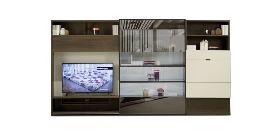 Глянцевый стеллаж с нишей для ТВ Roche Bobois Intralatina 201610-A