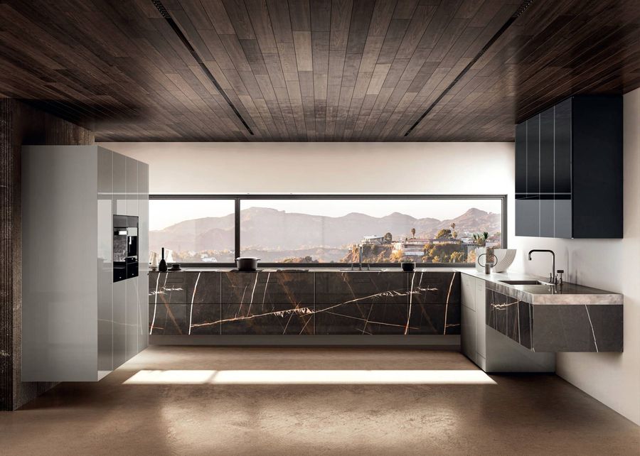 Современная кухня Lago 36e8 Marble XGlass Kitchen