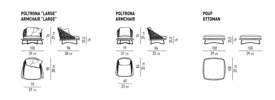 Кресло с пуфом для ног Minotti Rivera "Armchair"
