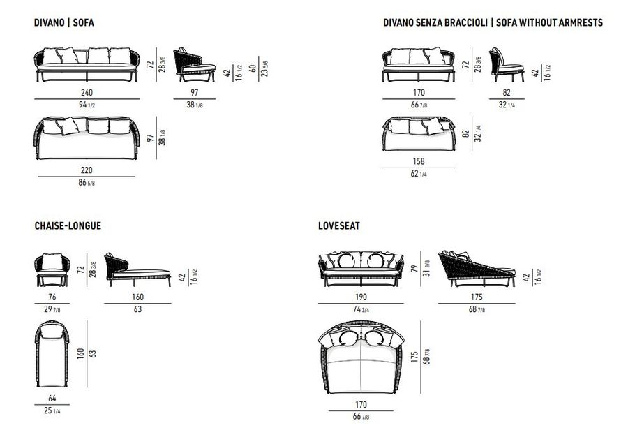 Уличный диван Minotti Aston Cord Outdoor