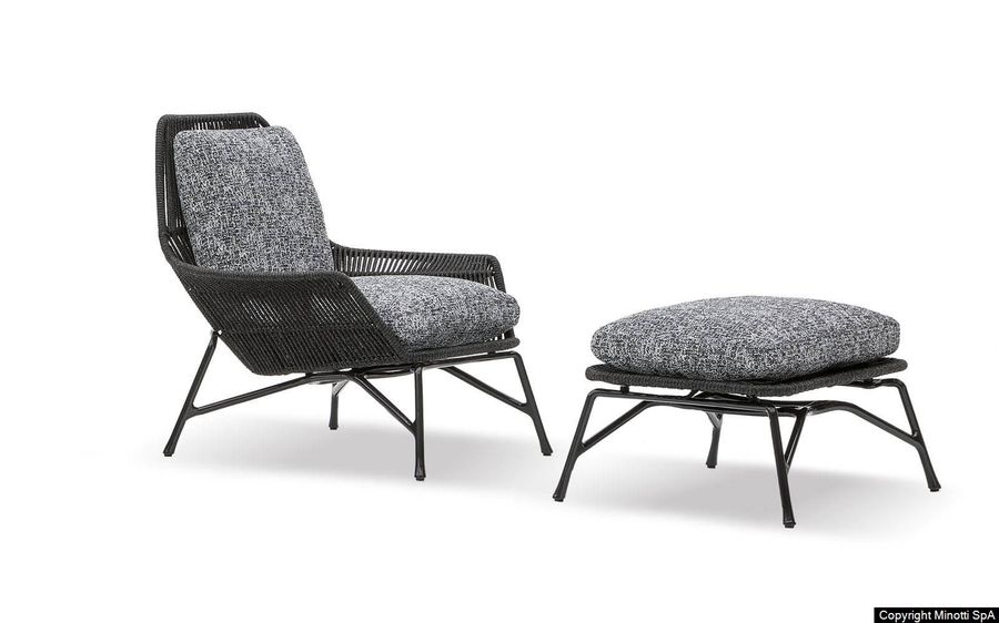 Элегантное кресло с пуфом Minotti Prince "Cord" Outdoor