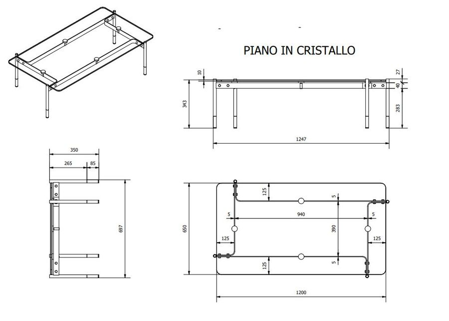 Стеклянный столик Bontempi Casa Karol