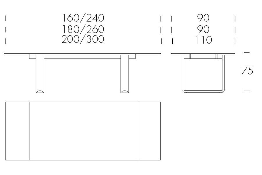 Раздвижной стол Tonin Casa Cube_travertino T8025ALT