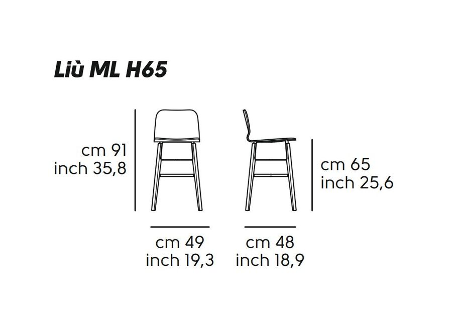 Стильный полубарный стул Midj Liu H65 ML LG