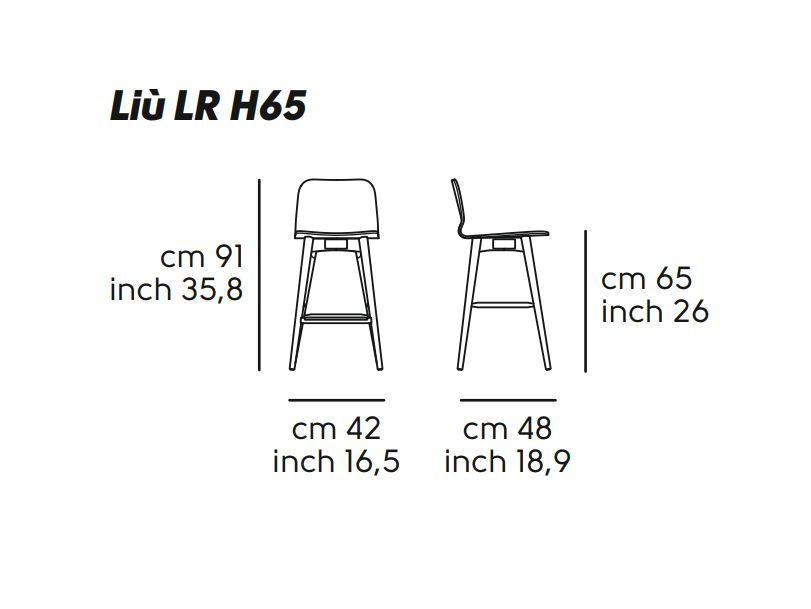 Деревянный стул для бара Midj Liu H65 LR-LG