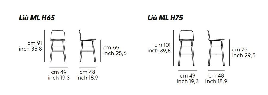 Дизайнерский стул для бара Midj Liu H65 ML TS2, H75 ML TS2