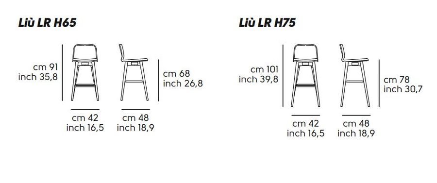 Элегантный стул для бара Midj Liu H65 LR-TS2, H75 LR-TS2