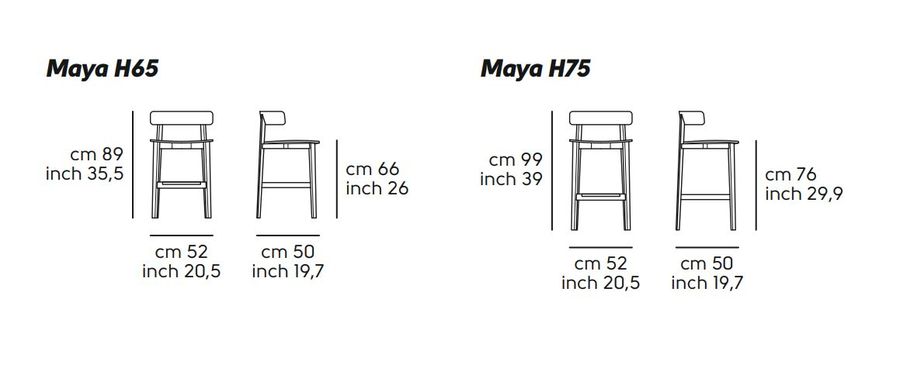 Деревянный стул для бара Midj Maya H65 L LG, H75 L LG