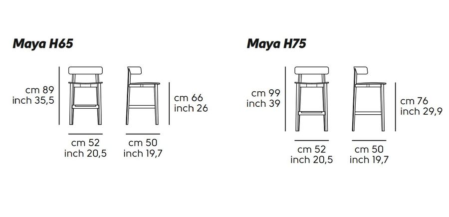 Барный стул Midj Maya H65 L TS, H75 L TS
