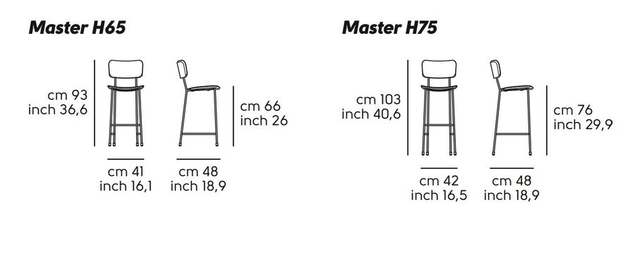 Деревянный стул для бара Midj Master H65 M LG, H75 M LG