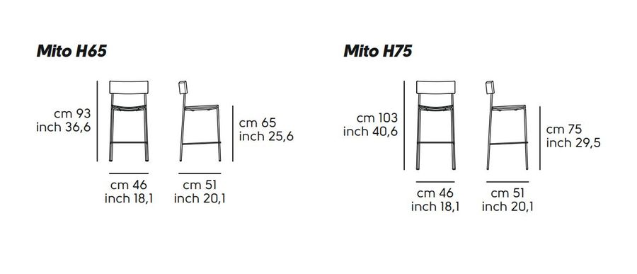Роскошный стул для бара Midj Mito H65 M TS-LG, H75 M TS-LG