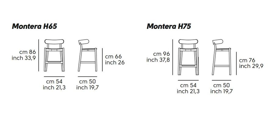 Кожаный стул для бара Midj Montera H65 L CU, H75 L CU