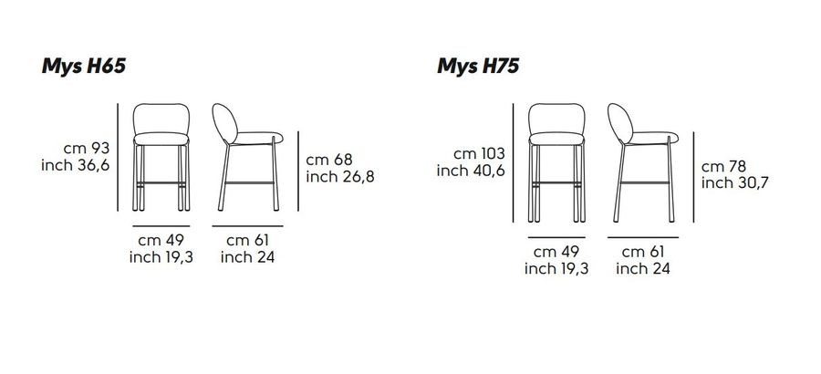 Дизайнерский стул Midj Mys H65 M TS, H75 M TS