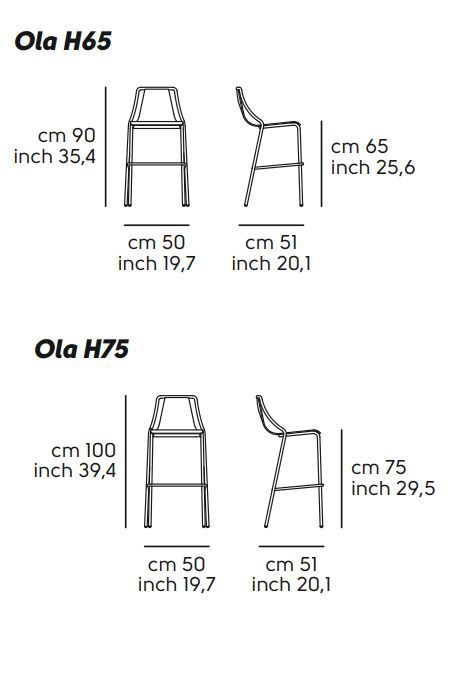 Садовый барный стул Midj Ola H65/H75 M INOX