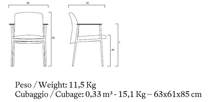 Современный стул с подлокотниками Frag Siloe P FG53401