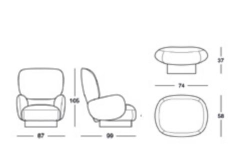 Кресло с пуфом для ног Zanotta Yori-Kiri