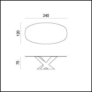 Габаритные размеры Обеденного стола Tonin casa Ghost
