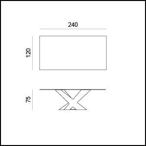 Габаритные размеры Обеденного стола Tonin casa Ghost