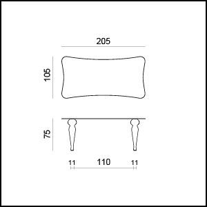 Габаритные размеры Стола Tonin casa Bexley 8029T 501 V100