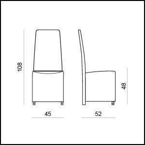 Габаритные размеры Стула Tonin casa Sorbona 7295