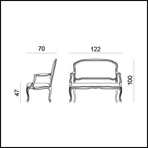  Двухместный диван Tonin Casa Idra 1545